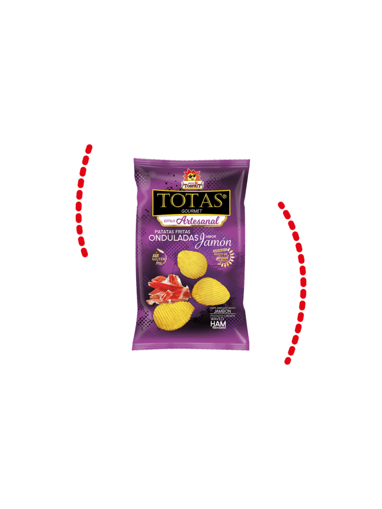 TOTAS ONDULADAS JAMON TOSFRIT FM (130 GMS/100 GMS, C-9 UDS), HT (45 GMS, C-15 UDS), JV (30 GMS, C-24 UDS)