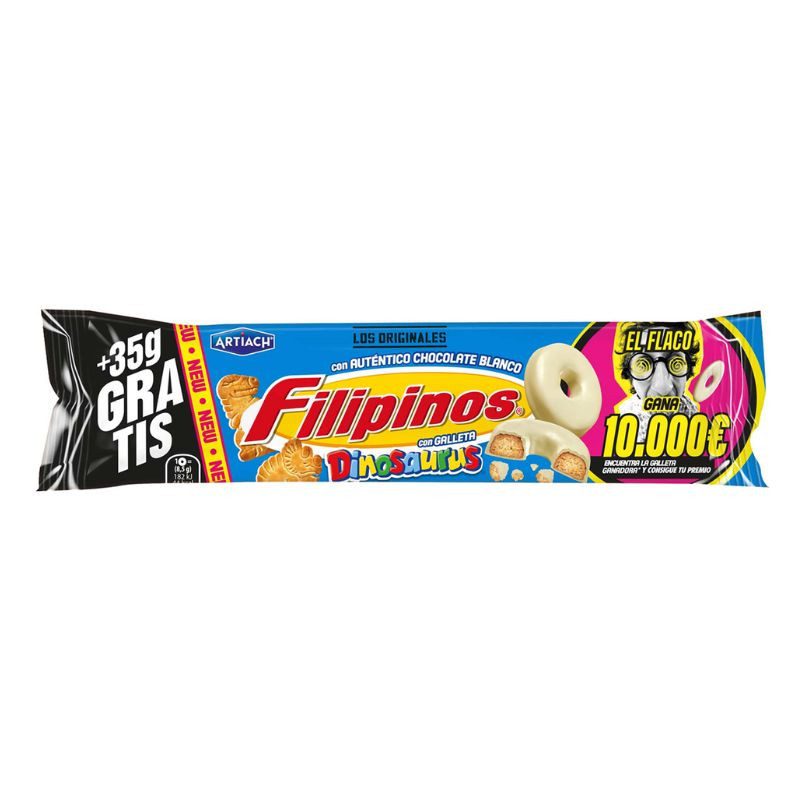 2636.FILIPINOS DINOSAURIO CHOCO BLANCO 83+35GR